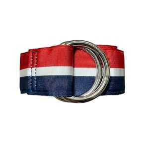 Vineyard Vines Grosgrain Ribbon Belt University Stripe Navy Blue Red D-Ring Golf